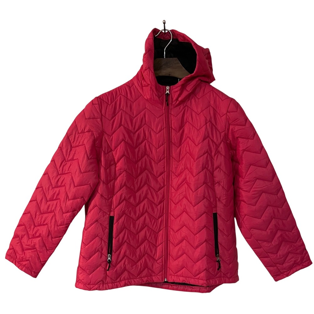 Free Country Womens Pink Quilted Puffer Hooded Jacket Full Zip Lightweight XXL